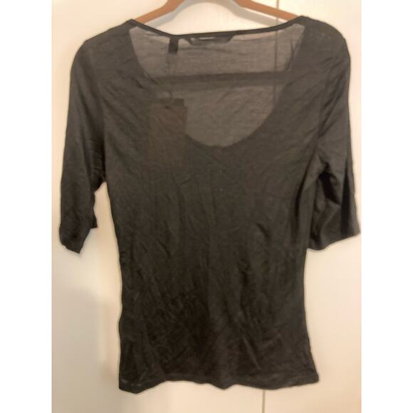Vero Moda Women's Scoop Neck Top Large Black NWT Silver Snaps Semi Sheer - Picture 2 of 7